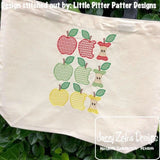 Apple trio colors motif filled machine embroidery design