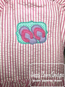 flip flops frame vintage stitch appliqué machine embroidery design