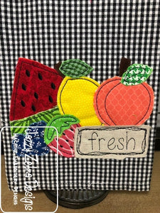 Fresh fruit shabby chic bean stitch appliqué machine embroidery design