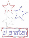 All American stars shabby chic bean stitch appliqué machine embroidery design