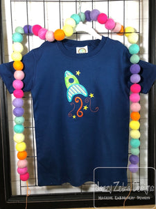 Rocket Ship Appliqué Machine Embroidery Design