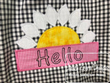 Hello daisy vintage stitch appliqué machine embroidery design