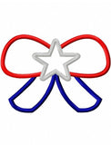 Patriotic star bow applique machine embroidery design