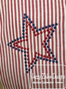 Patriotic star with candlewick stitch machine embroidery design
