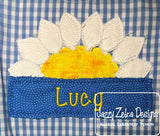 Daisy with blank box raggedy edge bean stitch shabby appliqué machine embroidery design