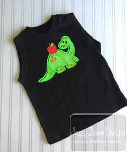 School Dinosaur appliqué machine embroidery design