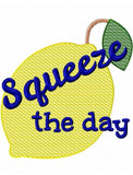 Squeeze the day saying lemon sketch machine embroidery design