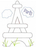 Paris Eiffel Tower raggedy edge bean stitch shabby appliqué machine embroidery design