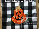 Jack o lantern raggedy edge bean stitch shabby applique machine embroidery design