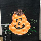 Jack o lantern raggedy edge bean stitch shabby applique machine embroidery design