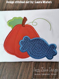 Pumpkin and Candy appliqué machine embroidery design