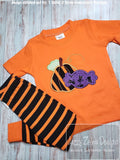 Pumpkin and Candy appliqué machine embroidery design