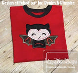 Cute little vampire bat appliqué machine embroidery design