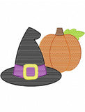 Witches Hat and pumpkin sketch embroidery design