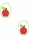 Apple sketch oval In the Hoop earrings embroidery design