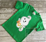 Ghost with Boo banner appliqué machine embroidery design
