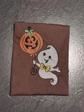 Ghost with jack o lantern balloon sketch machine embroidery design