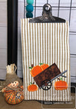 Wheelbarrow with pumpkins appliqué machine embroidery design