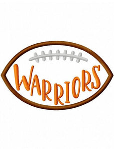 Warriors football appliqué machine embroidery design