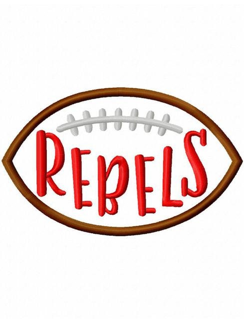 Rebels Football appliqué embroidery design