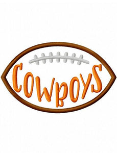 Cowboys football appliqué machine embroidery design