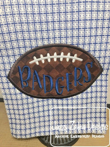 Badgers football appliqué machine embroidery design