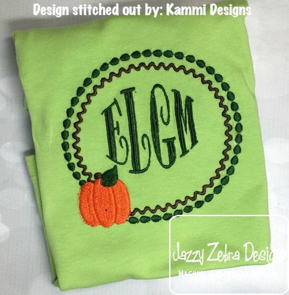 Pumpkin circle machine embroidery design