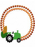 Tractor circle machine embroidery design