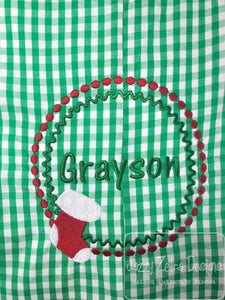 Christmas stocking circle frame machine embroidery design