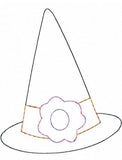 Witches hat with flower raggedy edge bean stitch shabby applique machine embroidery design