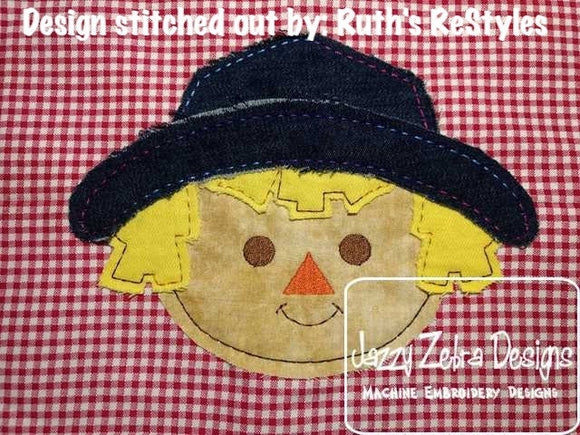 Scarecrow raggedy edge bean stitch applique machine embroidery design