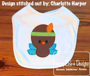 Thanksgiving Turkey vintage stitch appliqué embroidery design
