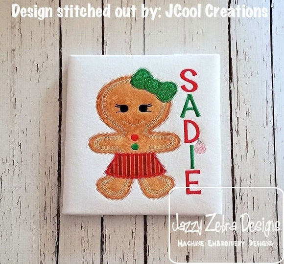 Gingerbread girl applique vintage stitch machine embroidery design