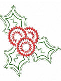 Holly and berries vintage stitch machine embroidery design