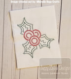 Holly and berries vintage stitch machine embroidery design