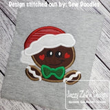 Gingerbread boy applique machine embroidery design