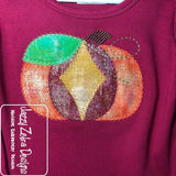 Pumpkin with diamond vintage stitch applique machine embroidery design