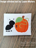 Ant pushing pumpkin appliqué machine embroidery design