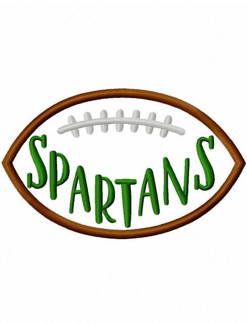 Spartans football appliqué embroidery design