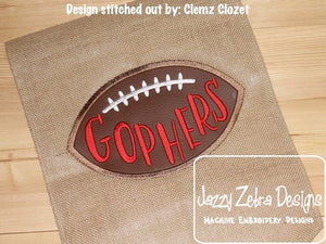 Gophers football appliqué machine embroidery design