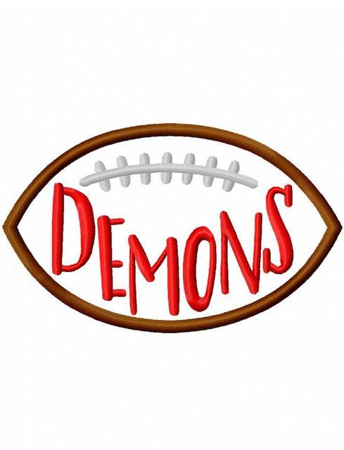 Demons Football appliqué embroidery design