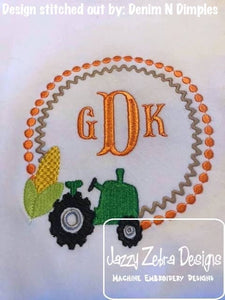 Tractor circle machine embroidery design