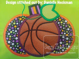 Basketball pumpkin applique machine embroidery design