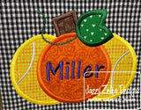 Tennis Pumpkin monogram frame applique machine embroidery design
