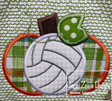 Volleyball Pumpkin applique machine embroidery design