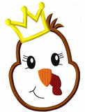 Princess Turkey with crown Applique Machine Embroidery Design