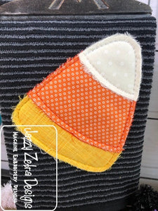 Candy corn raggedy edge bean stitch shabby applique machine embroidery design