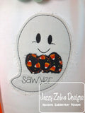 Boy Ghost raggedy edge bean stitch shabby applique machine embroidery design