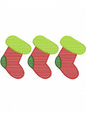 3 Christmas stockings sketch machine embroidery design