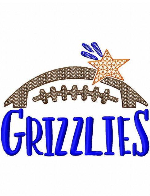 Grizzlies football machine embroidery design